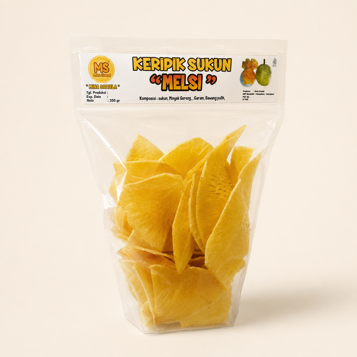 Keripik sukun dalam kemasan